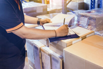 Export and freight documentation being completed by employee